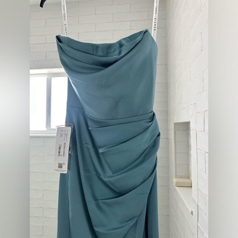 Azazie bridesmaid/wedding guest dress in moody blue. Never worn. Bag included